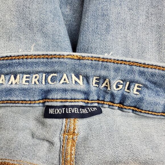 American Eagle Distressed Next Level Stretch Skinny Jeans Blue Size 2 - Picture 7 of 10